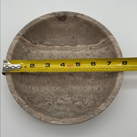 Shelf & Nook Natural Silver-Gray Travertine Decorative Marble Bowl - Picture 8 of 9